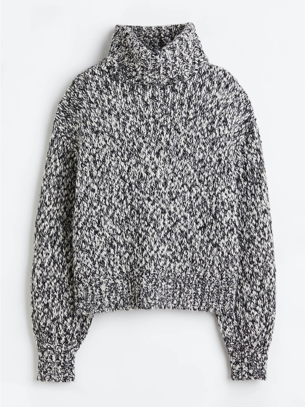 H&M Women’s Black/White Marl Turtleneck Sweater | NWT | Wool Blend | US XL